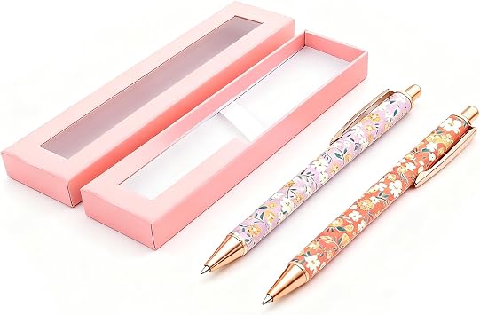 Retractable Ballpoint Pens, Black Ink Journaling Pens, 1.0 mm Click Medium Point Gift Pens Set with Gift Box for Women Girls Teacher Student Colleagues Gifts 2 Pcs