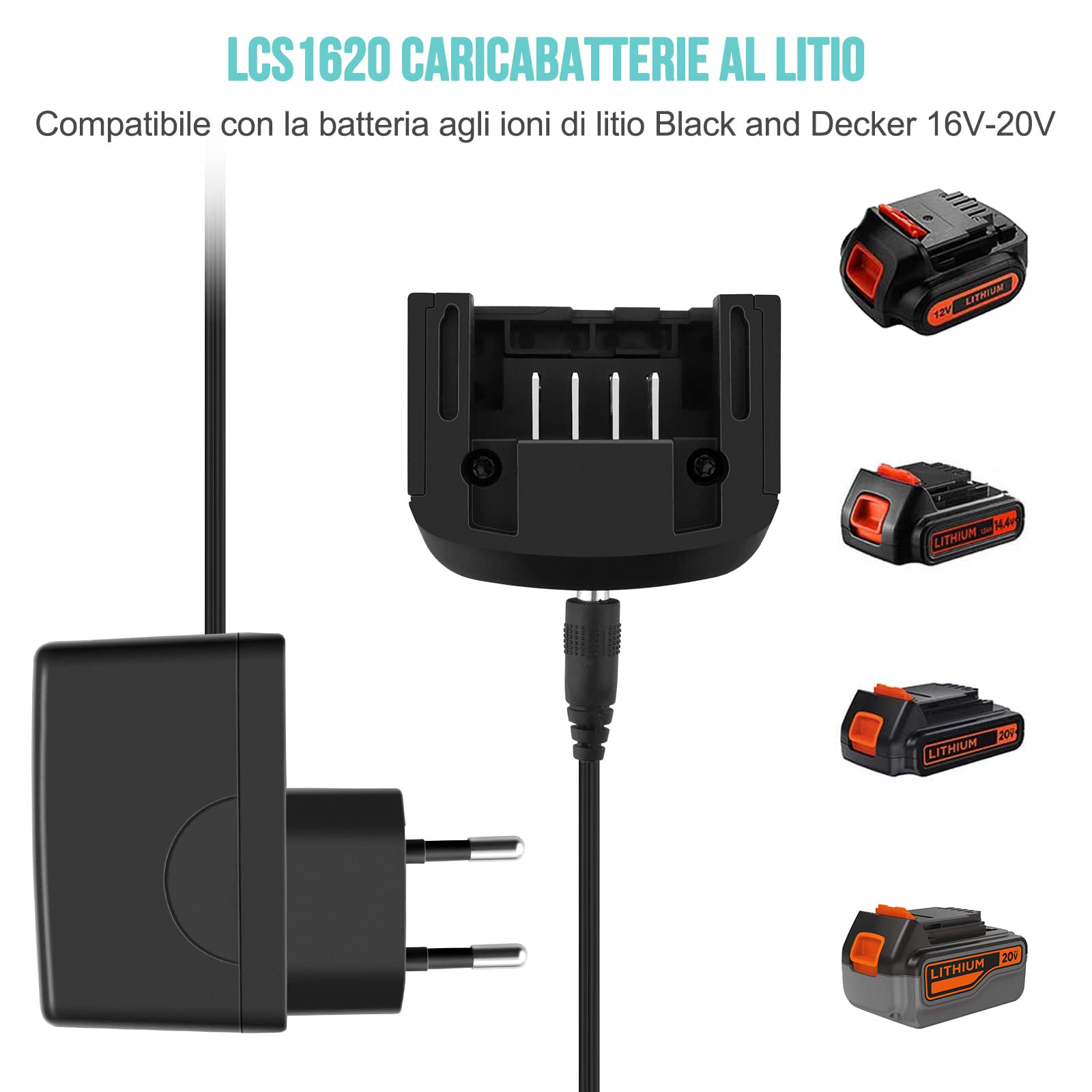 16V-20V LCS1620 Caricabatterie Sostituzione per Black Decker Batteria BL2018 BL1518 LBXR20-OPE LBXR20 LB20 LBX20 LBX4020 LB2X4020 LBXR2020-OPE
