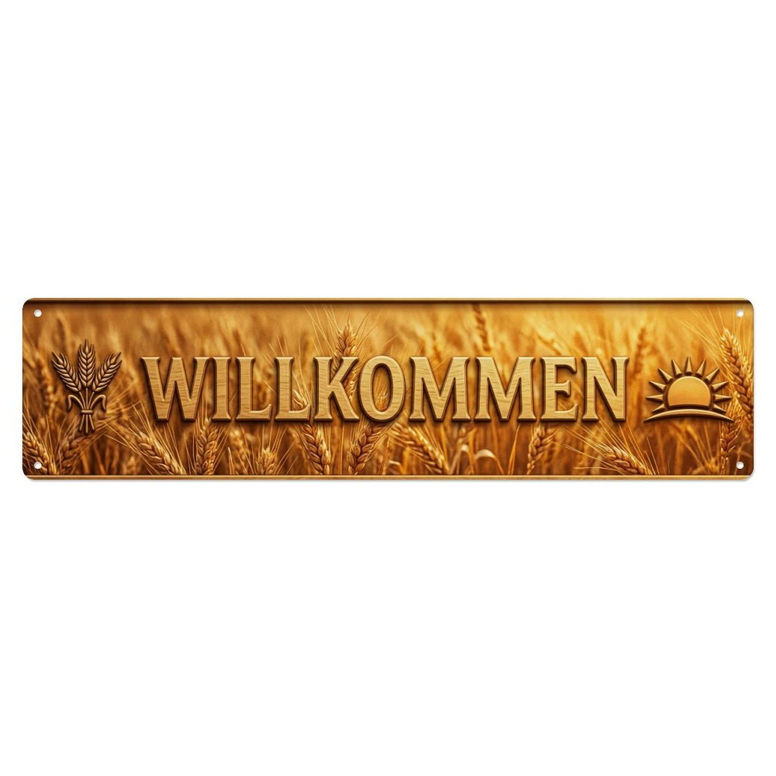 Wheat Gold Harvest Field Welcome Metal Tin Sign