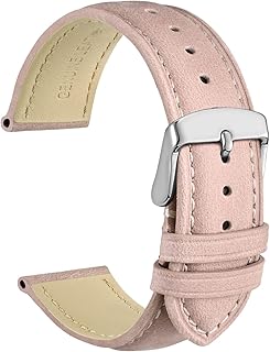 Wocci vintage leather watch strap with stainless steel silver buckle, strap for watches, replacement strap, 14 mm, 16 mm, ...