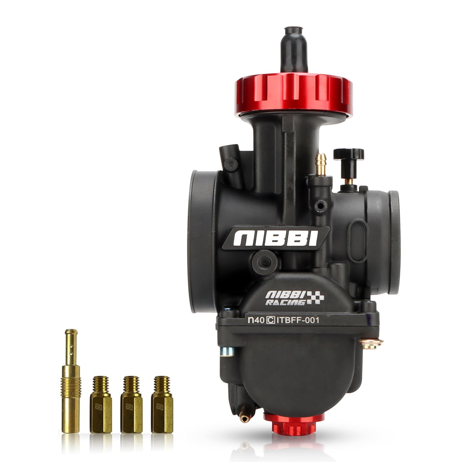 NIBBI PWK 40mm Carburetor with Three Main Jets and One Pilot Jet of Performance Racing Carburetor for Replace Keihin or mikuni Carburetors