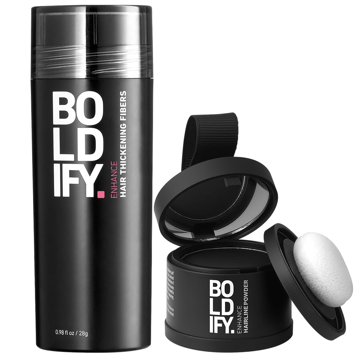 Boldify Hairline Powder + Hair Fiber: bundle that Instantly Conceals Hair Loss Hair Powder for Thinning Hair, Root Cover Up (Dark Brown)