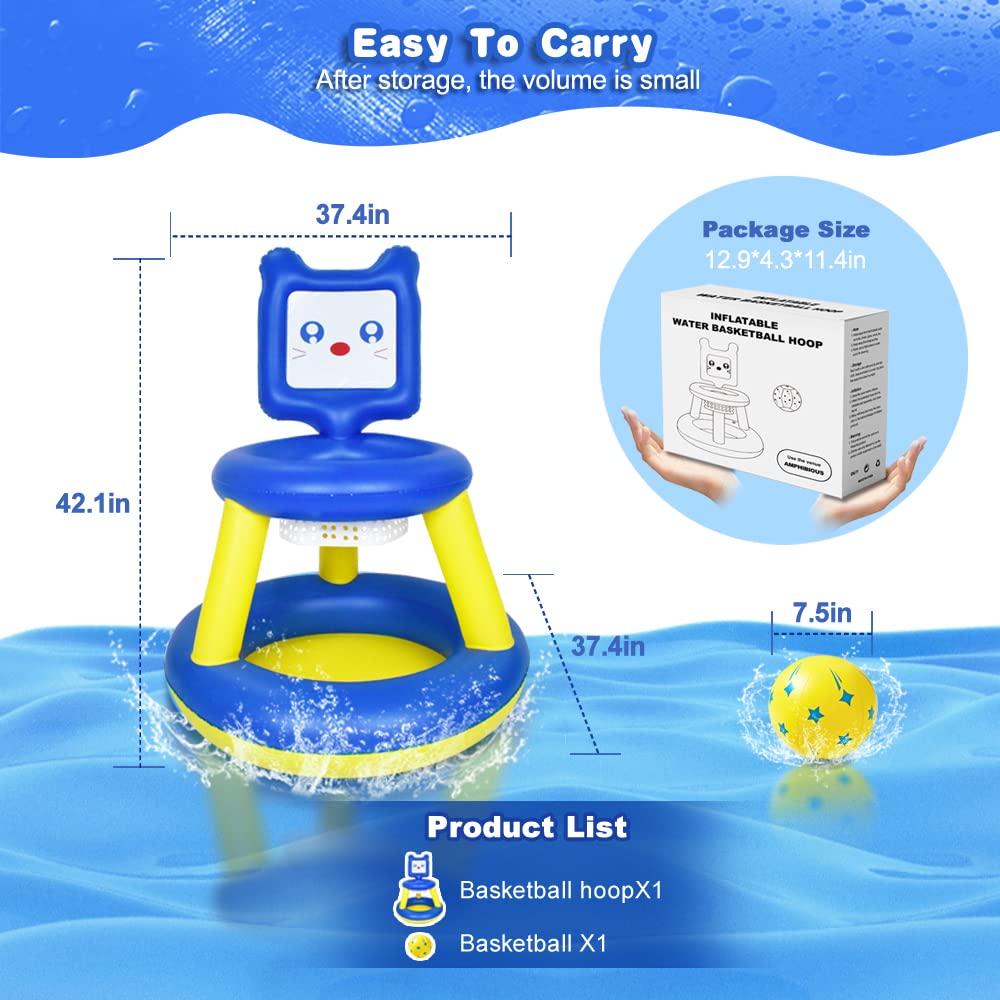 Nevife Inflatable Pool Basketball Hoop with Ball- Ideal Party Toy Game Set for Kids, Teens and Adult -Indoor & Outdoor