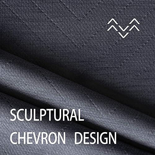 Image of Treatmentex Grey Linen Blackout Curtains for Bedroom 63 inch Geometric Chevron Window Drapes Grommet Top Charcoal 2 Panels