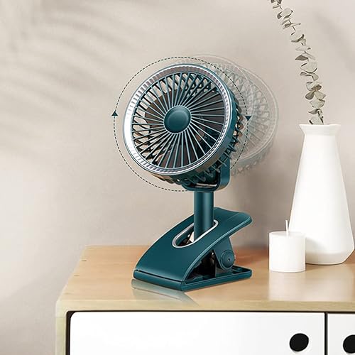 Miniatura 2 de PartyKindom Ventilador pequeño de escritorio con abrazadera USB, ventilador de batería, ventilador alimentado por USB, ventilador de escritorio