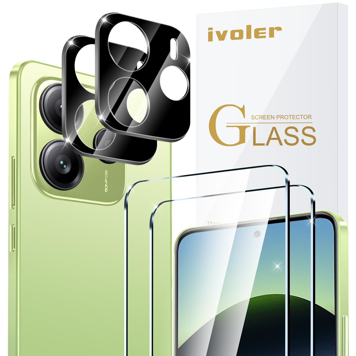 iVoler Anti Ingiallimento Chiaro Cover per Xiaomi Redmi Note 14 5G (Non per Redmi Note 14 4G) con 2 Pezzi Pellicola Vetro Temperato, [Antiurto di Grado Militare] Custodia Trasparente Sottile Case