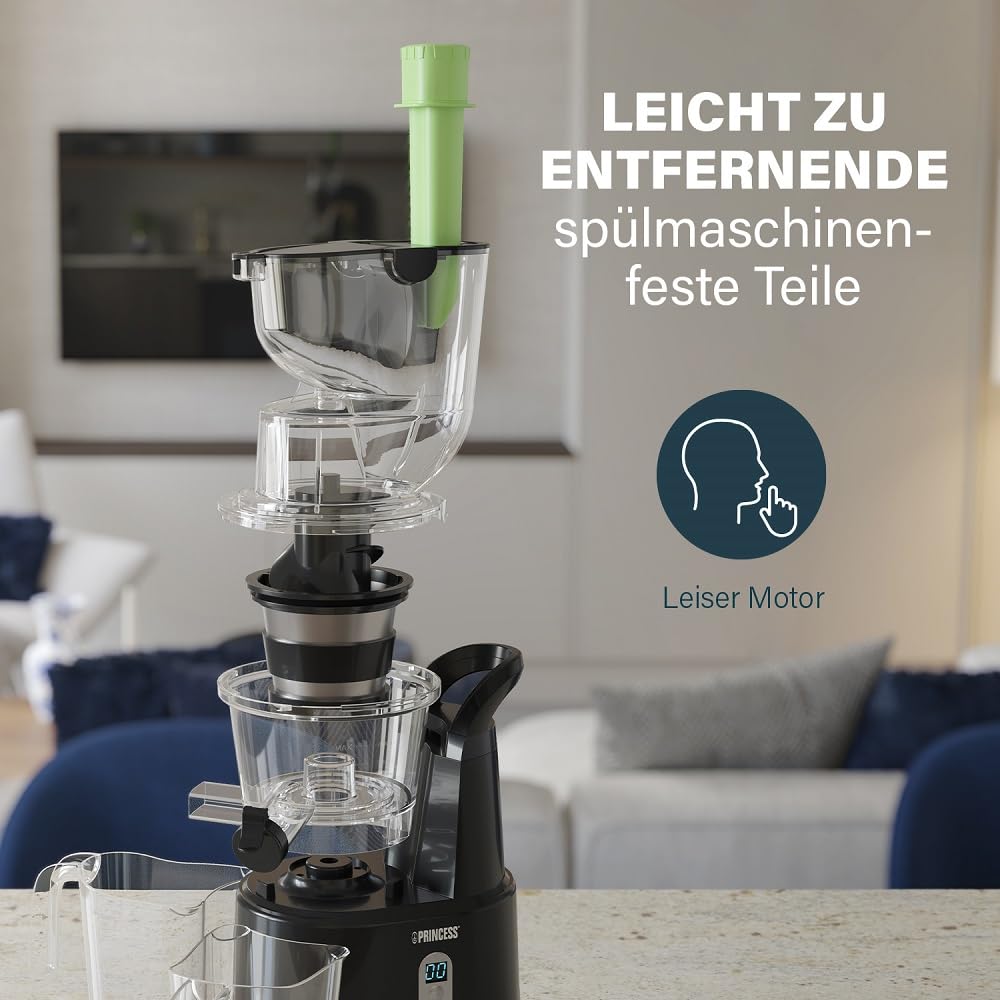 Princess 202045 Easy Fill Slow Juicer – Extra großer Fülltrichter – Hoher Saftertrag