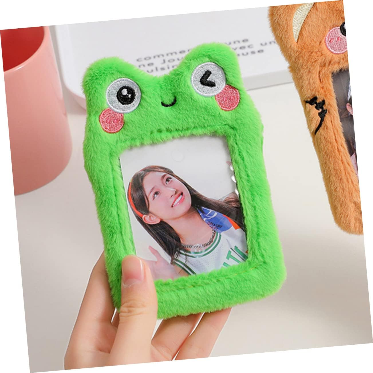 Cute Card Holder Frog Plush Id Holder Clip Protect Cards Long-Lasting Stable Material Save Organize