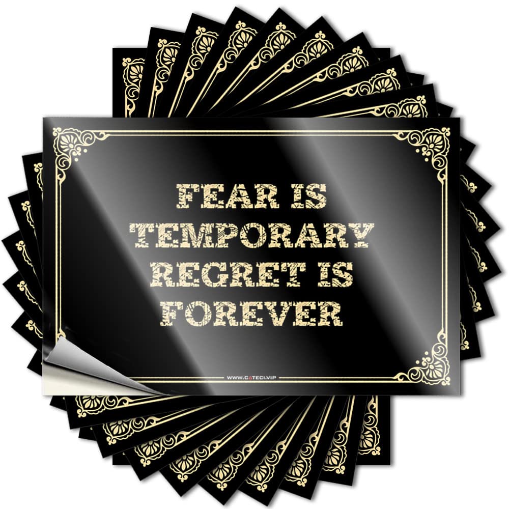 Stickers - Funky Hat Fear is Temporary Regret is Forever for Beer Entry Way Decoration(6X9CM)