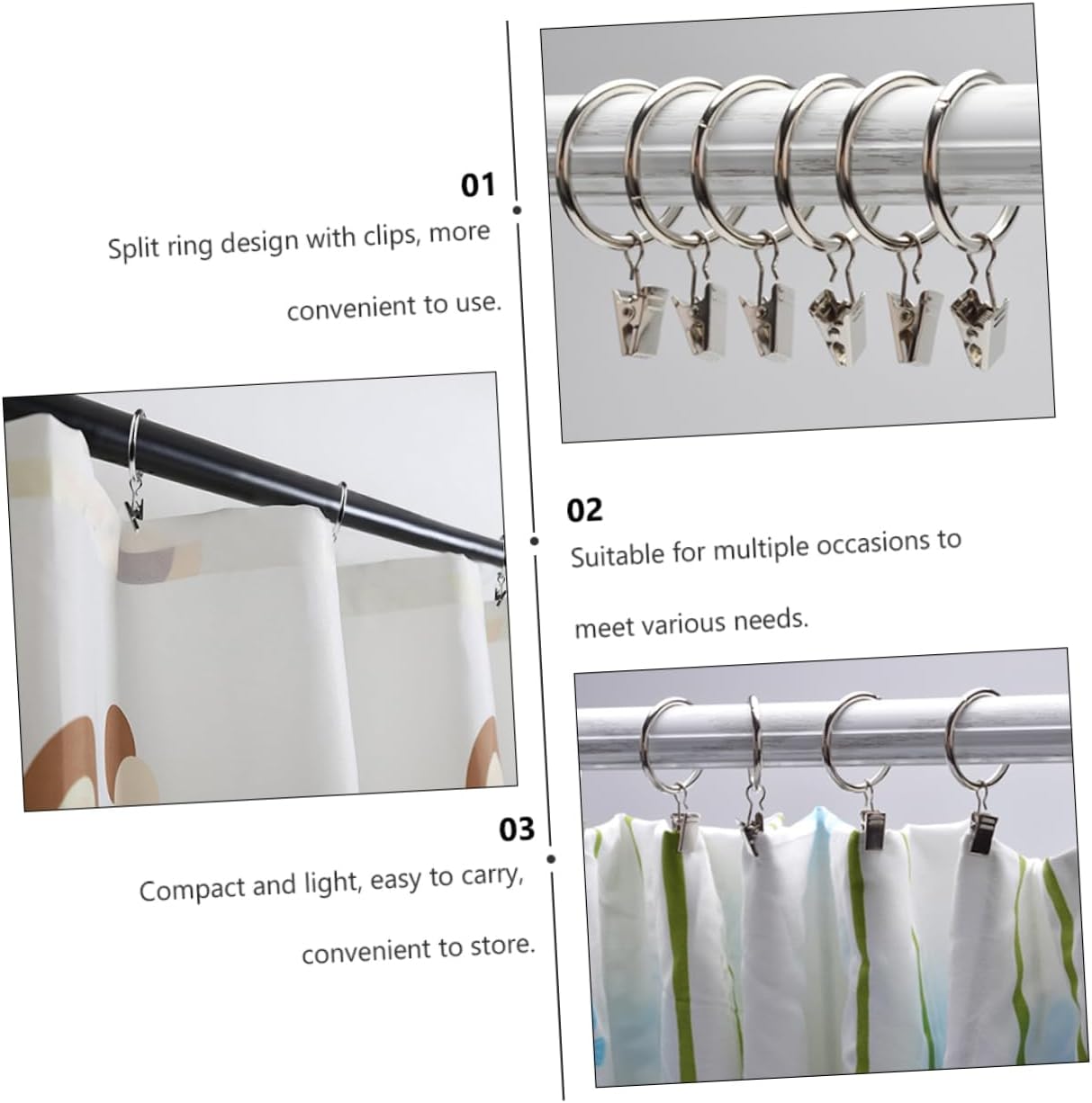 Alipis 1set Metal Drapery Clips for Easy Installation for Hanging Curtains Drapes and Photos Living Room Bedroom Bathroom
