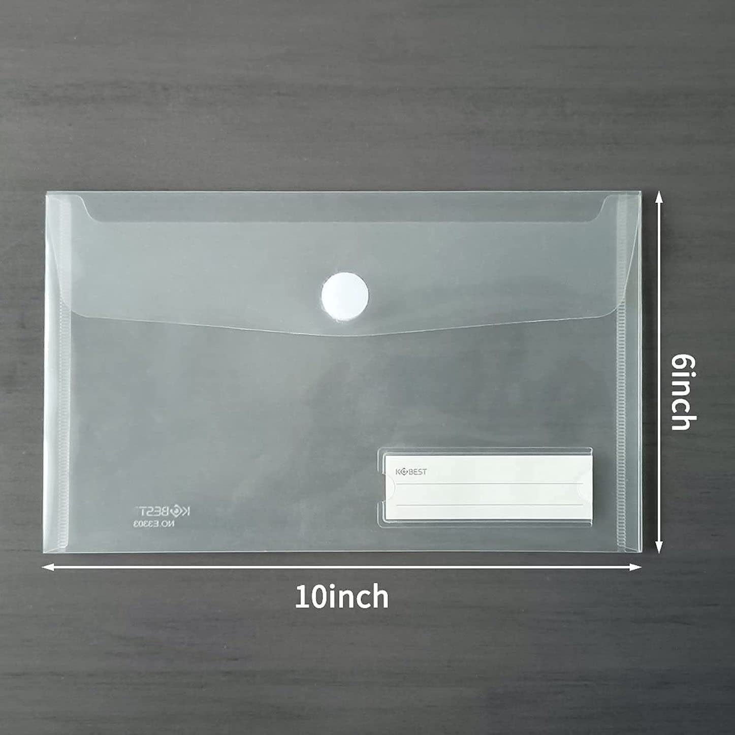 YoeeJob Buste in plastica con chiusura a gancio e anello, 6 x 10 buste per ricevute con tasca per etichette, 48 confezioni