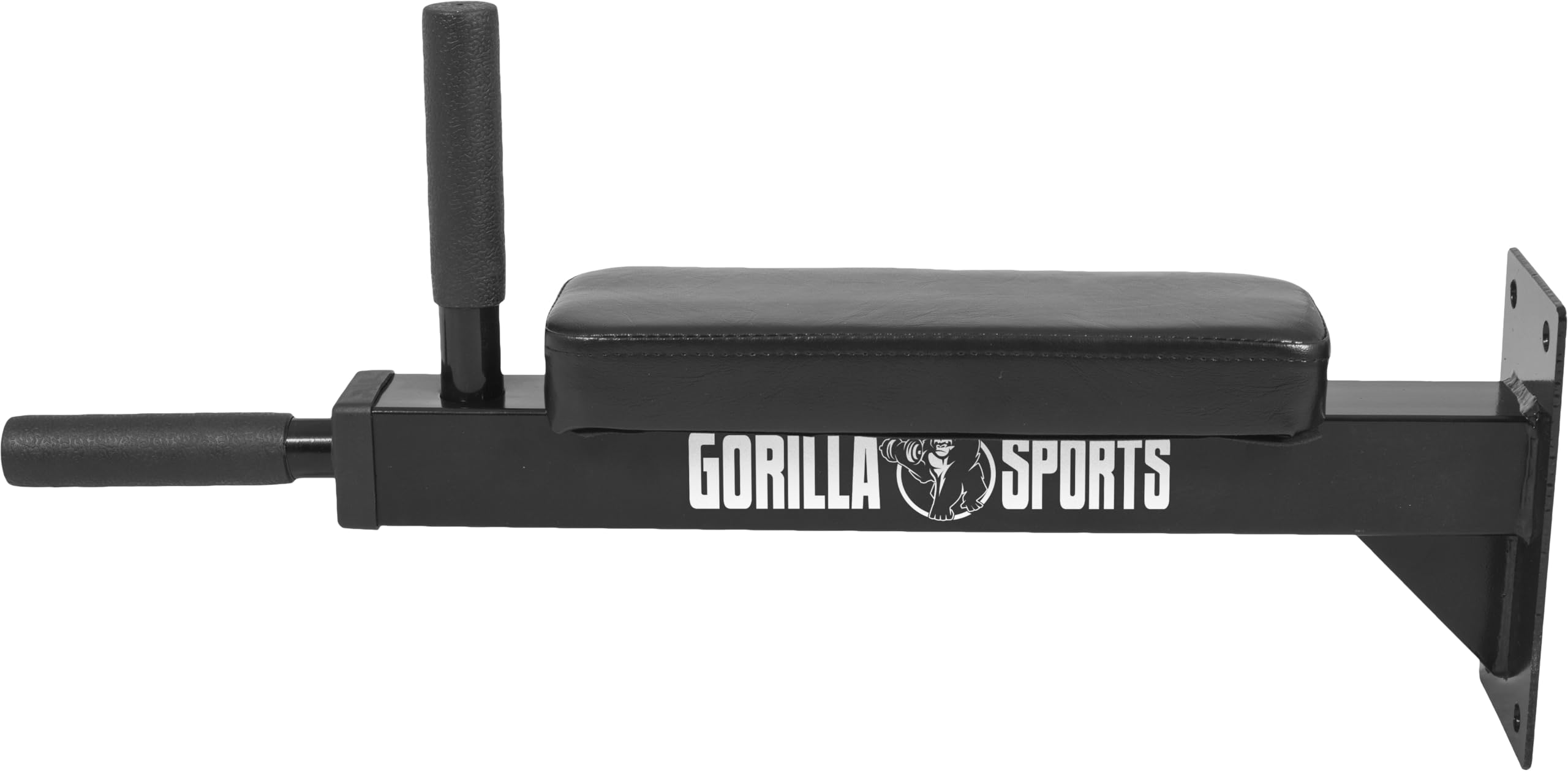 GORILLA SPORTS® Dip Station - zur Wandmontage, bis 200 kg Belastbar, mit Polsterung, aus Stahl, Schwarz - Dip-Station, Bauchmuskeltrainer, Dipstation, Dips Barren, Bauchtrainer