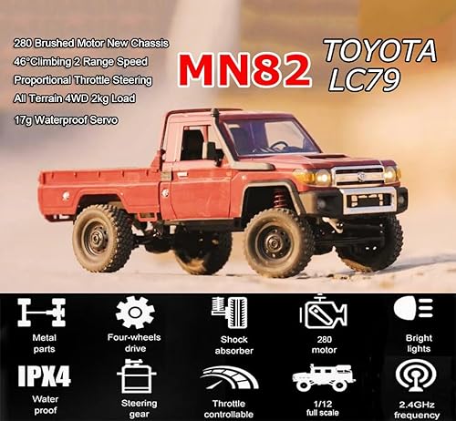 Miniatura 4 de RC Rock Crawler RC Camión 4x4 Toyota LC79 RC Crawler 112 Todo Terreno Pickup a Control Remoto 2.4Ghz Todo Terreno 280 Motor Cepillo Proporcional