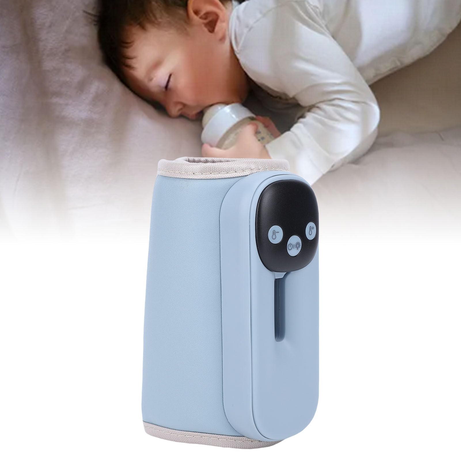Fabater Calentador de Biberones Portátil Rápido, 11 Ajustes de Temperatura con Función de Memoria, Pantalla LED, Funda Calentadora de Biberones de Leche para Padres que Viajan (BLUE)