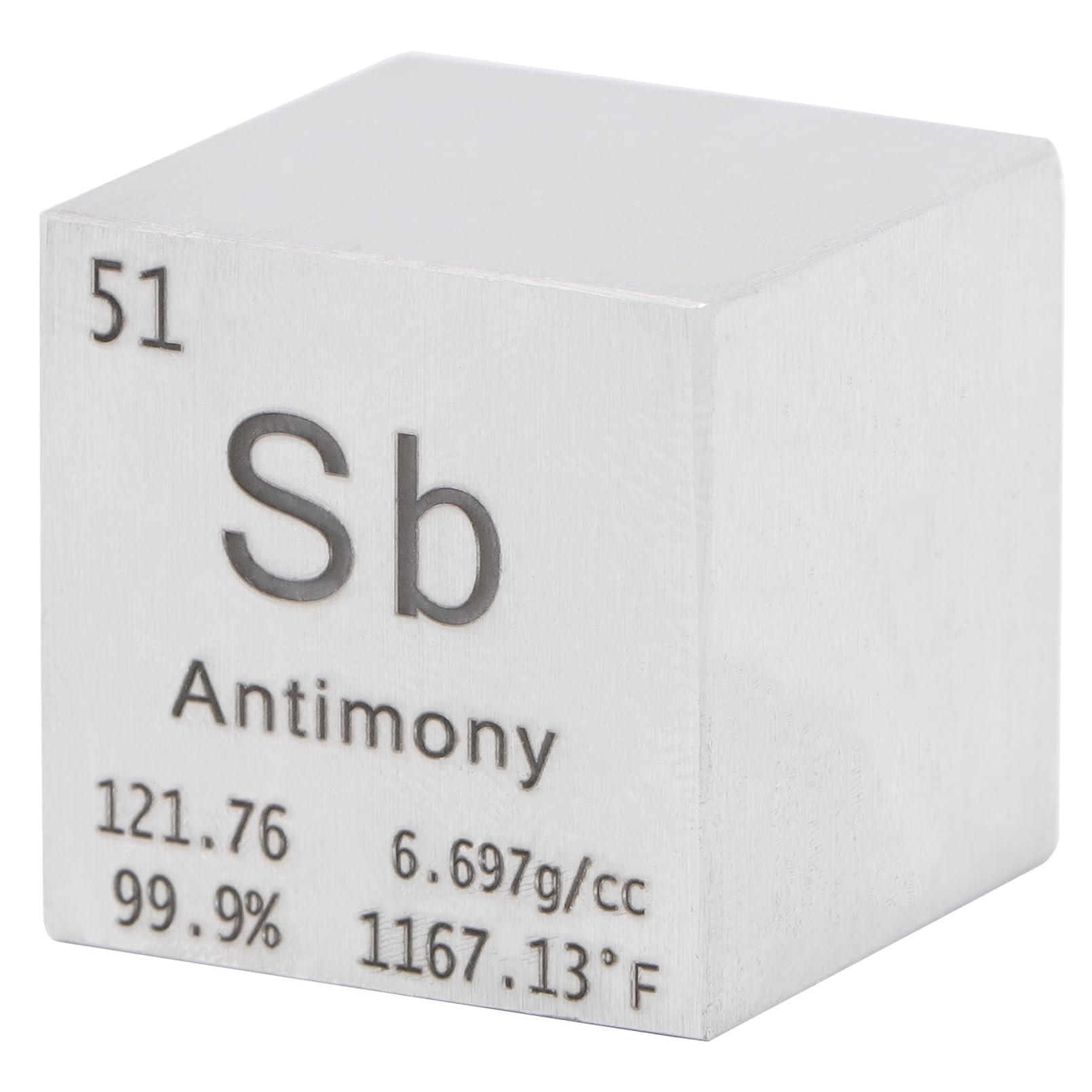 Cube antimoine de 25,4 mm en métal de 25,4 mm - En métal pur - Haute densité - Pour éléments - Collections - Laboratoire - Expérience - Matériel Loisirs