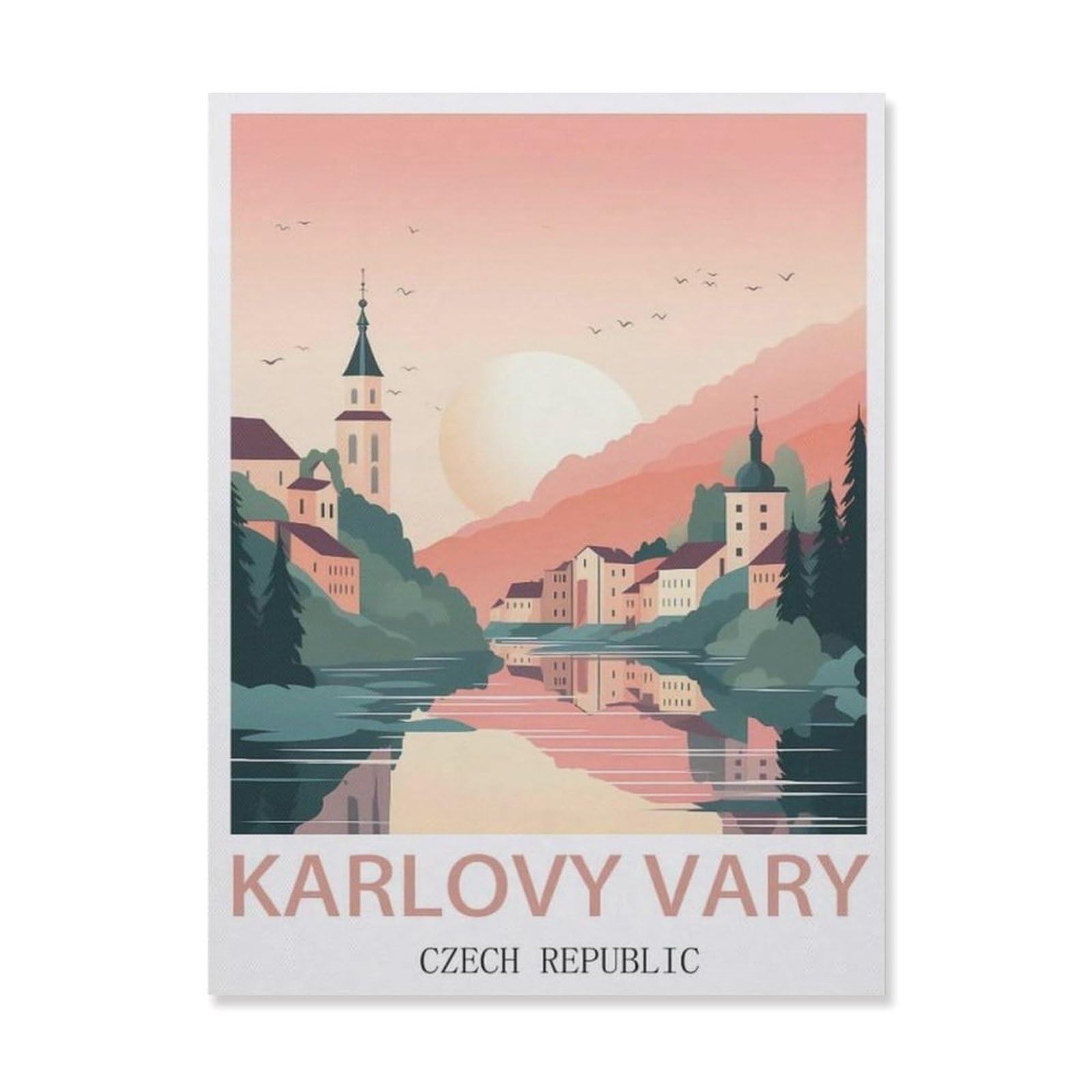 Vintage Wall Decor Metal Poster Plaque，Karlovy Vary Czech Republic