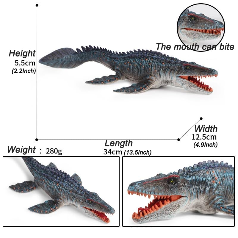 Image of SmilerSmile 13.5 inch Ambush Mosasaurus Figurine Plastic Sea Creature Toy for Toddlers
