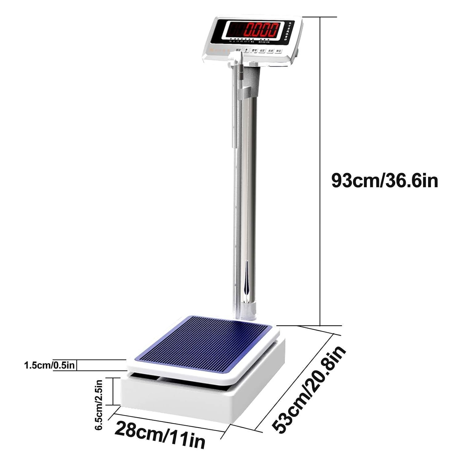 Balanza digital de altura y peso, báscula médica de 200 kg (440 lb) con medición de IMC y grasa corporal, poste telescópico de 71-190 cm.