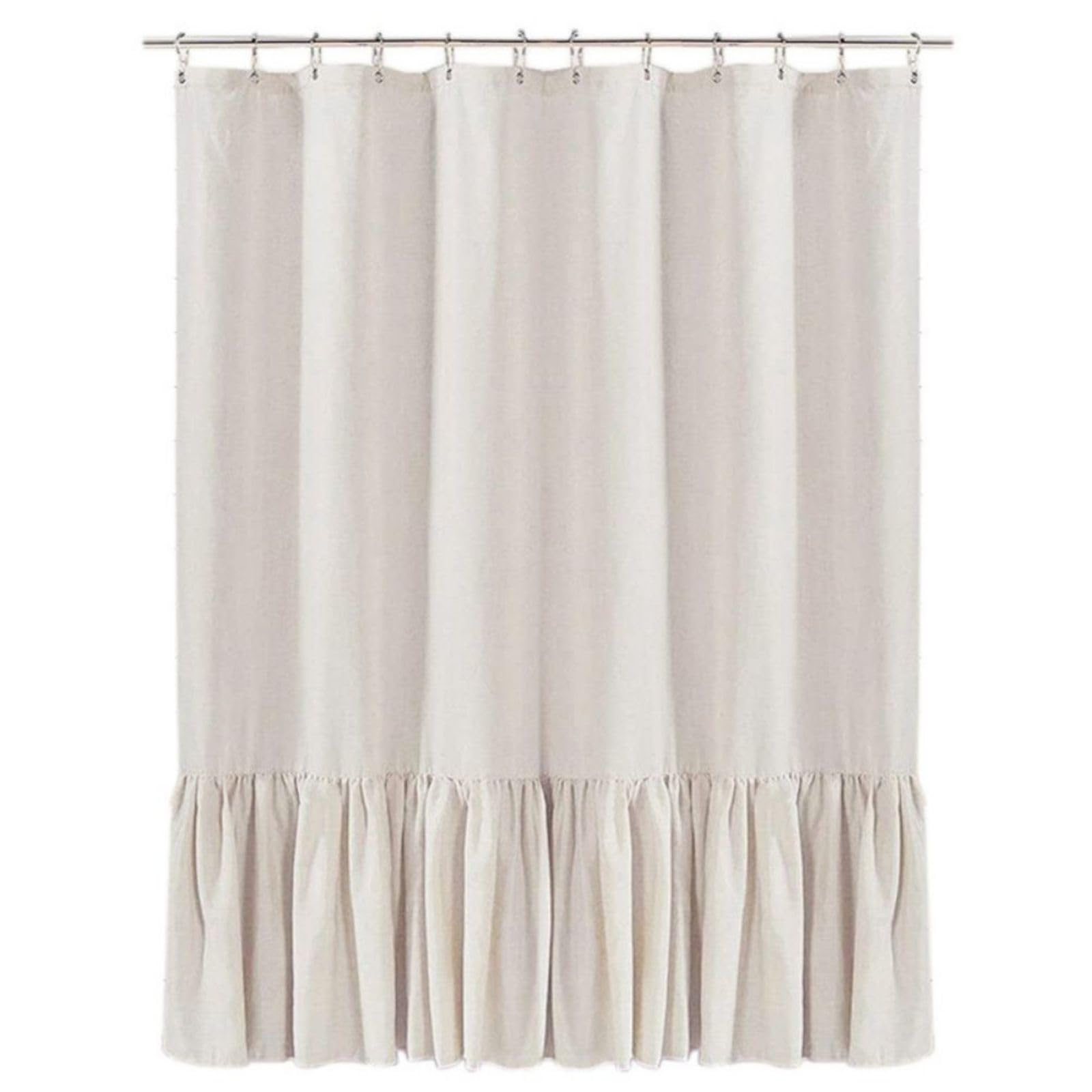 Tenda da doccia in lino con volant e tende oscuranti, stile rustico, vintage, spesso, stile country, per bagno e camera da letto, elegante accessorio per la casa