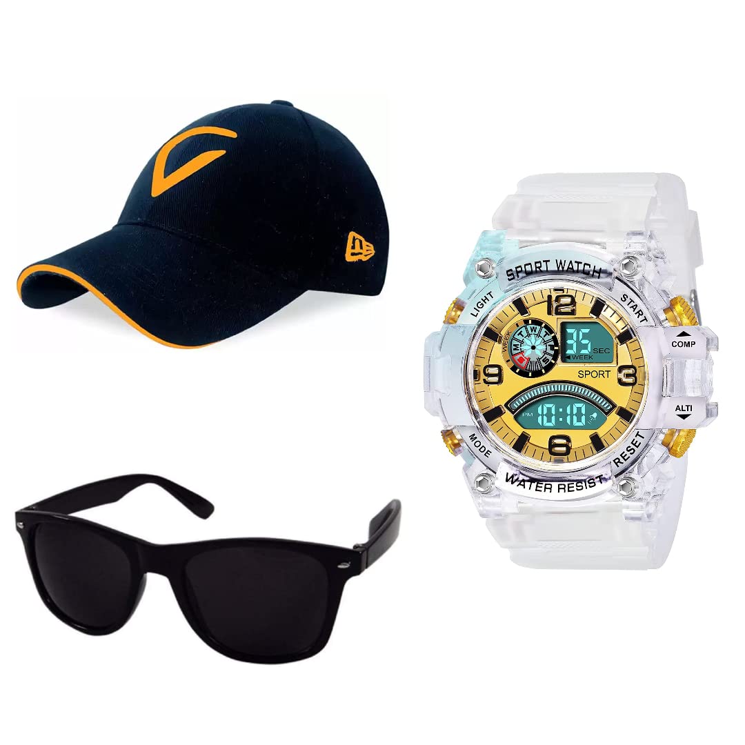 PUTHAK Unequetrend Digital Sports Watch, Multi-Functional Watch for Boys & Men with Cap and Sunglasses, Combo Pack of 3- PTHK-2561 (B09S14JPQQ) Amazon Price History, Amazon Price Tracker