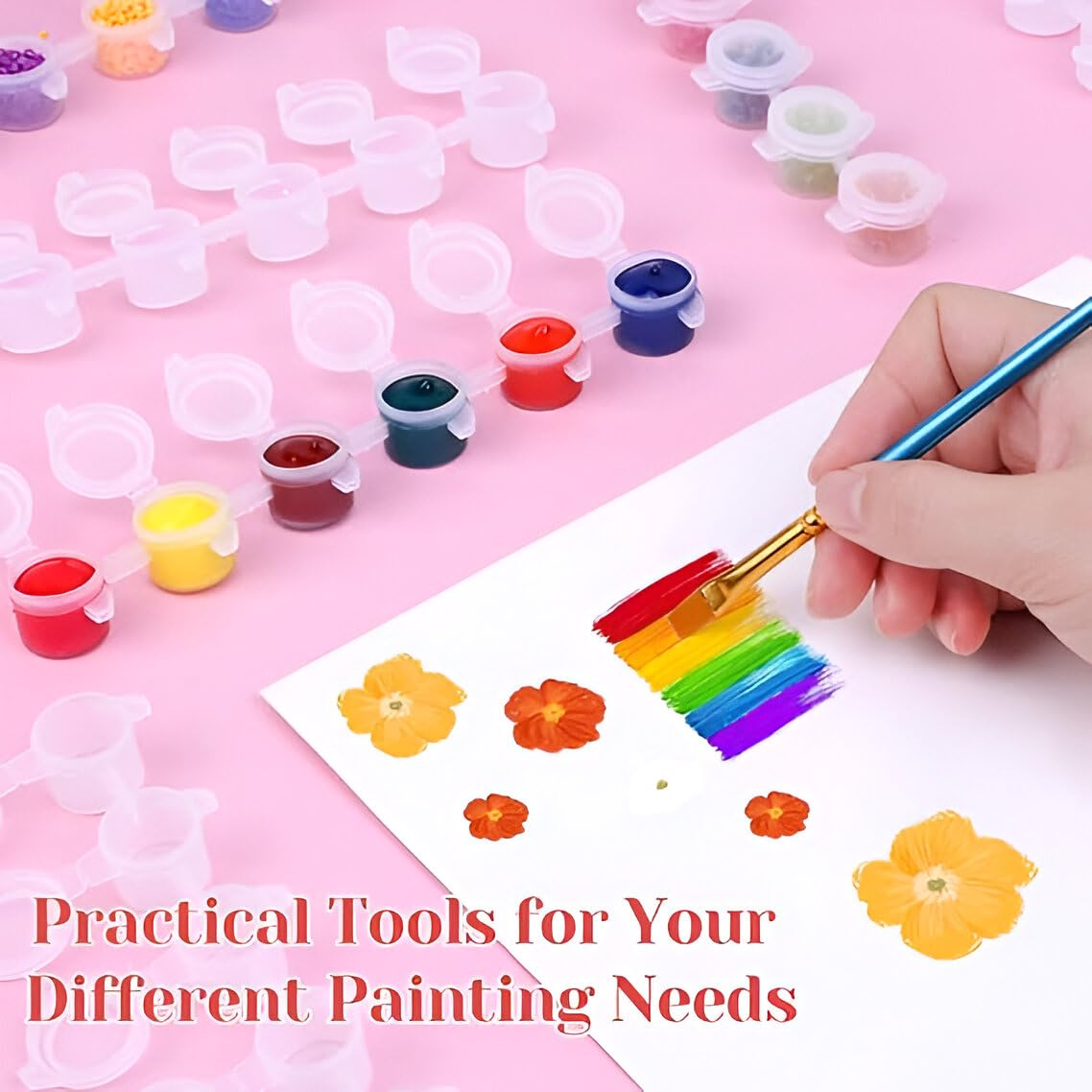 Lansing 72 Pieces Empty Paint Pots – 12 Strips of Acrylic Mini Paint Containers with Secure Lids – Perfect for Organizing and Storing Paints in Classrooms, School Arts and Crafts Activities - Image 3 thumbnail