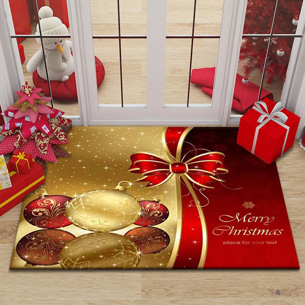 eYourlife2012 Non Slip Merry Christmas Decorative Mats Rugs Doormat Welcome Front Door Indoor Outdoor Christmas Xmas Winter Santa Snowflakes Claus