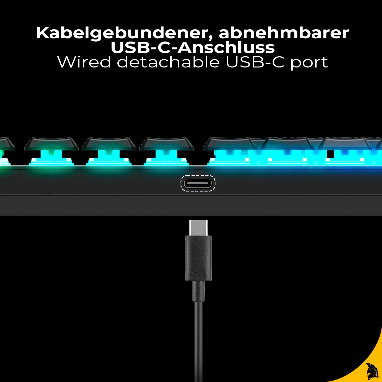 Empire Gaming K243 Mechaniczna klawiatura przewodowa układ DE (Qwertz), 111 klawiszy, odłączane USB-C, przełączniki MX Red, podświetlenie RGB z 24 efektami, funkcja Anti-Ghosting NKRO, do PC i konsoli