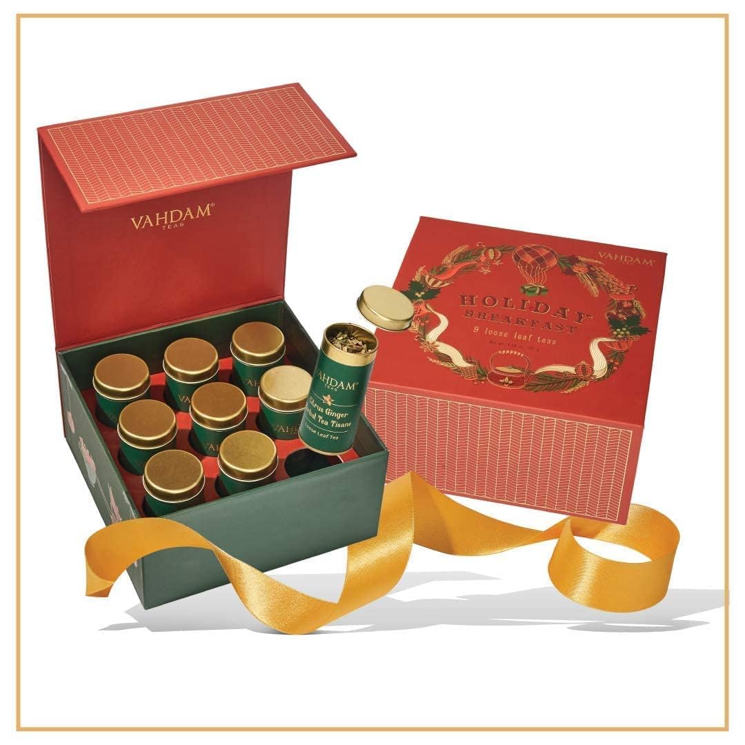 VAHDAM, Thé Coffret Thé Noël Cadeau de Noël - 9 Variétés de Thé dans une Boite de Luxe