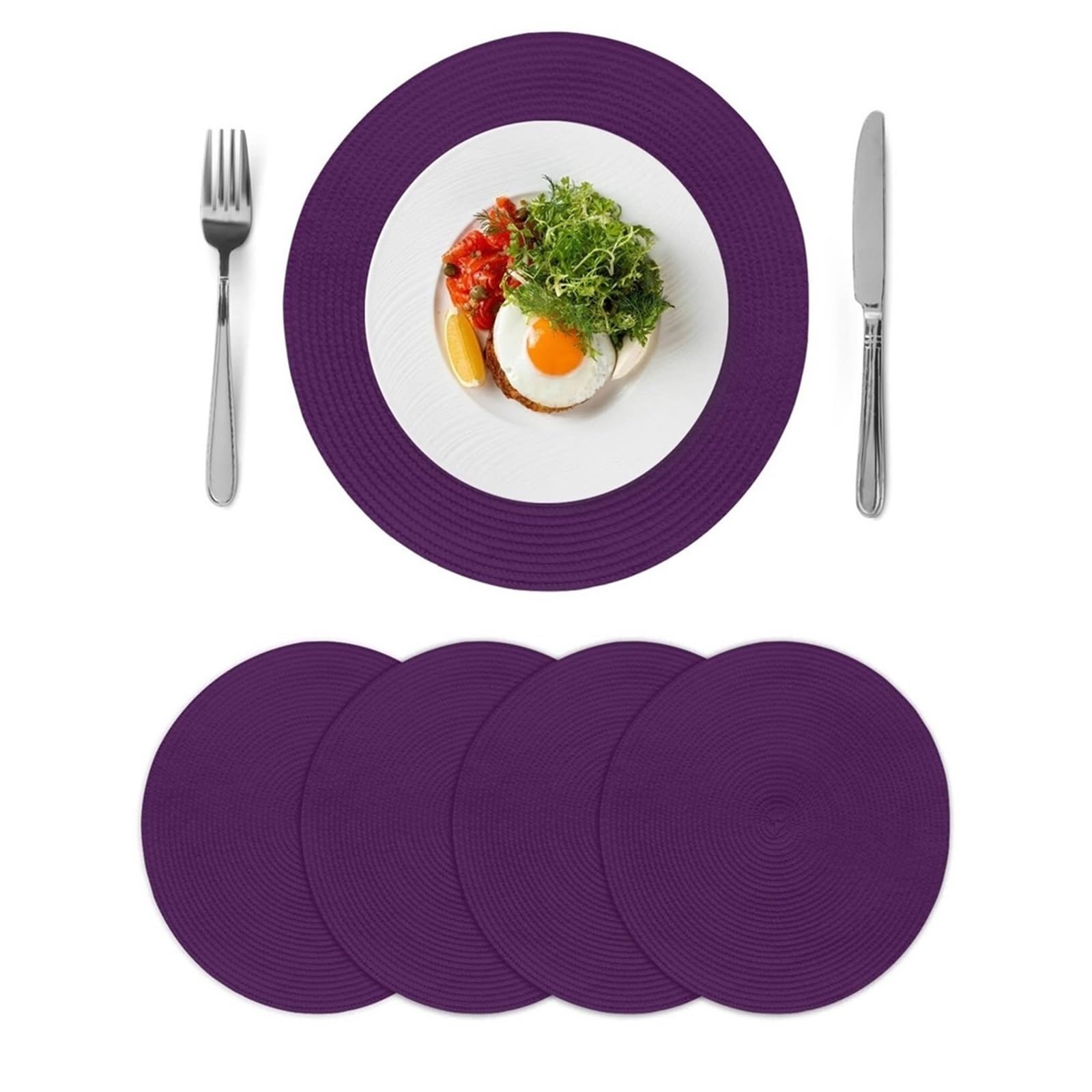 Luvafey One Color 6Pc Round Dining Table Solid Color Placemats