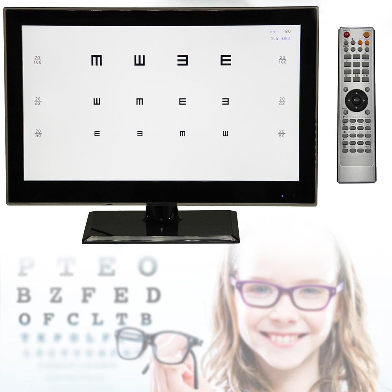 Sehschärfe-Sehtafeln 18,5/21,5 Zoll, Digitale Sehschärfetafel, LCD-Projektor Für Elektronische Optometrie-Tester Mit Mehreren Visuellen Zielen, 1-6 M Entfernung Einstellbar,18.5" Screen