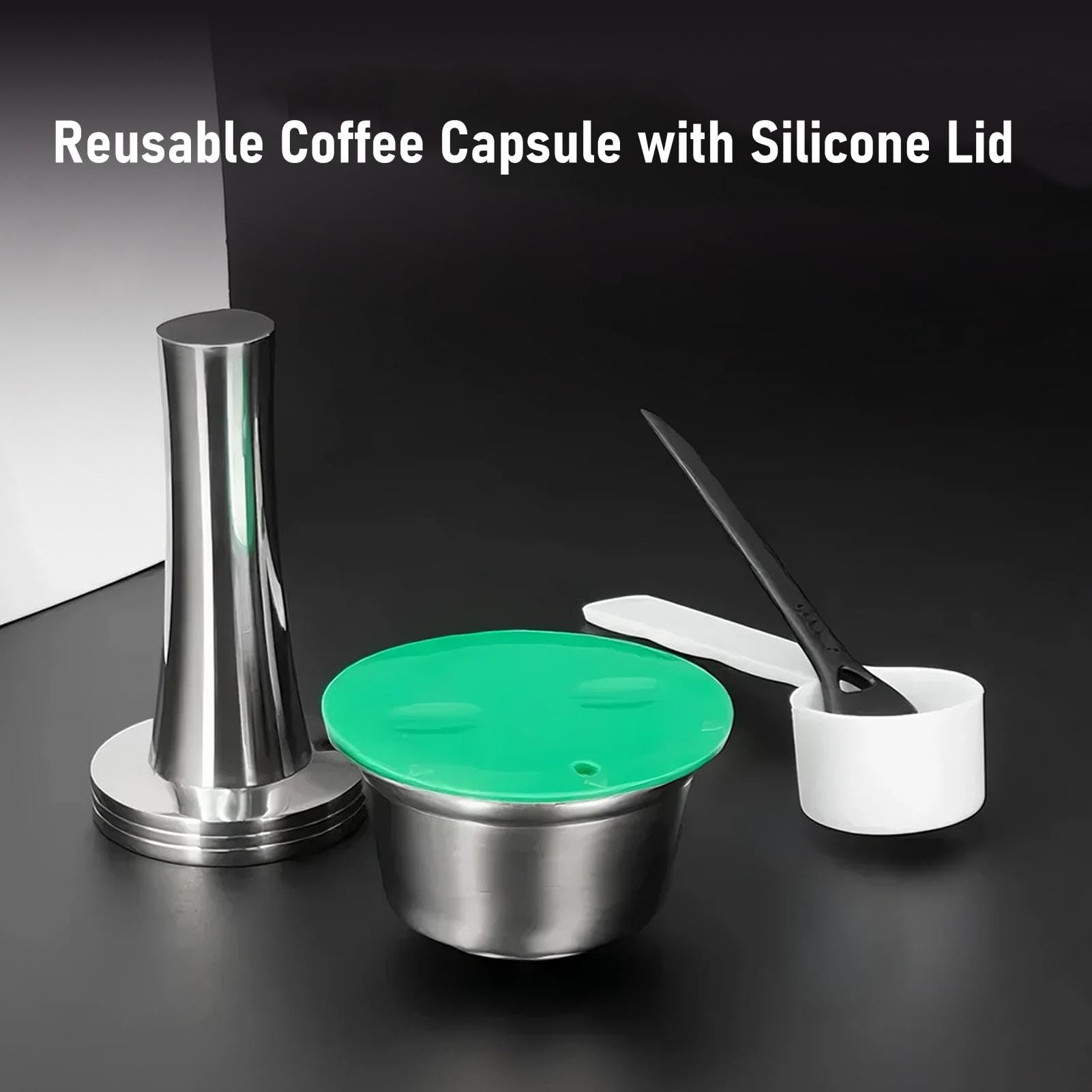 Haofy Kit de Cápsula de café de Acero de Acero Inoxidable Reutilizable con Cepillo de Cuchara de Manipulador para la Preparación para Máquinas de café