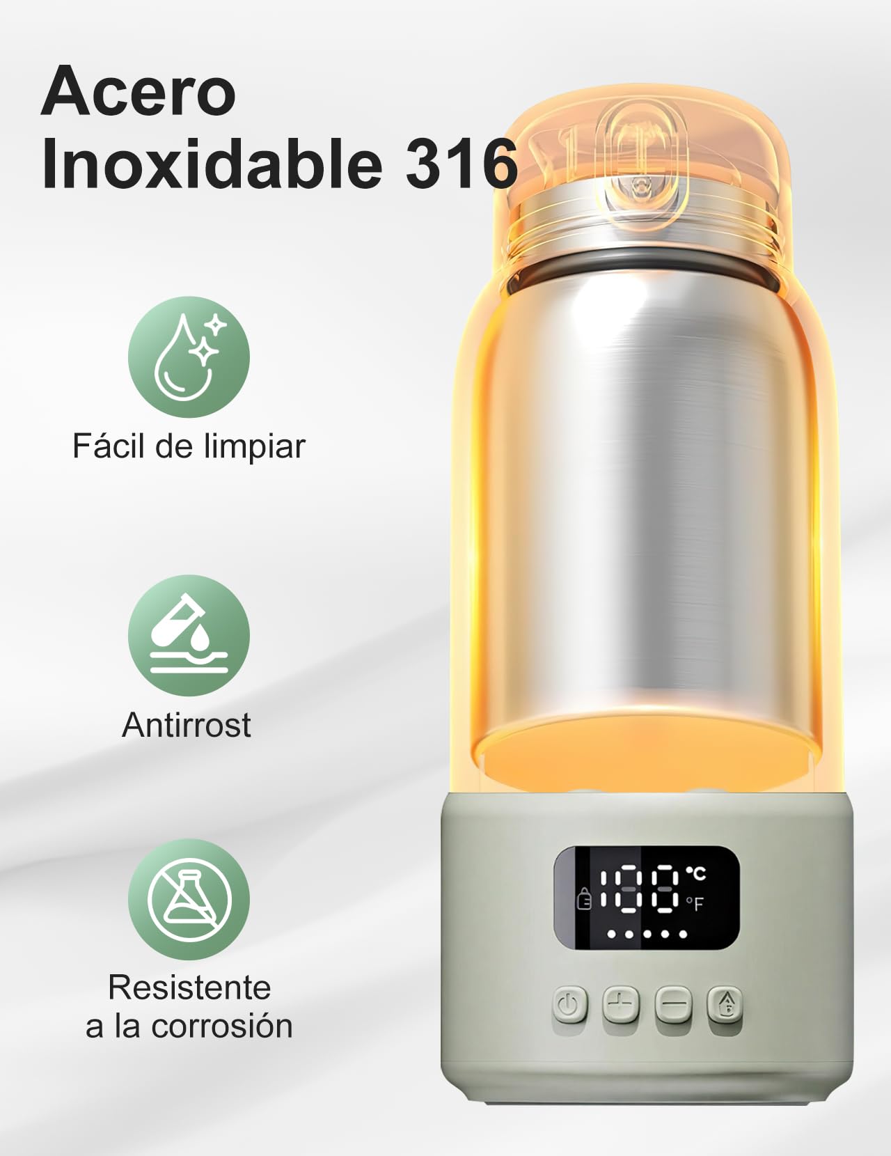 Calentador de Biberones Portátil, Calentador de Biberones de 500 ml | Calentador de Biberones para Bebés, Temperatura Constante de 32-37 °C, Indicador LED para Viajes y Alimentaciones Nocturnas