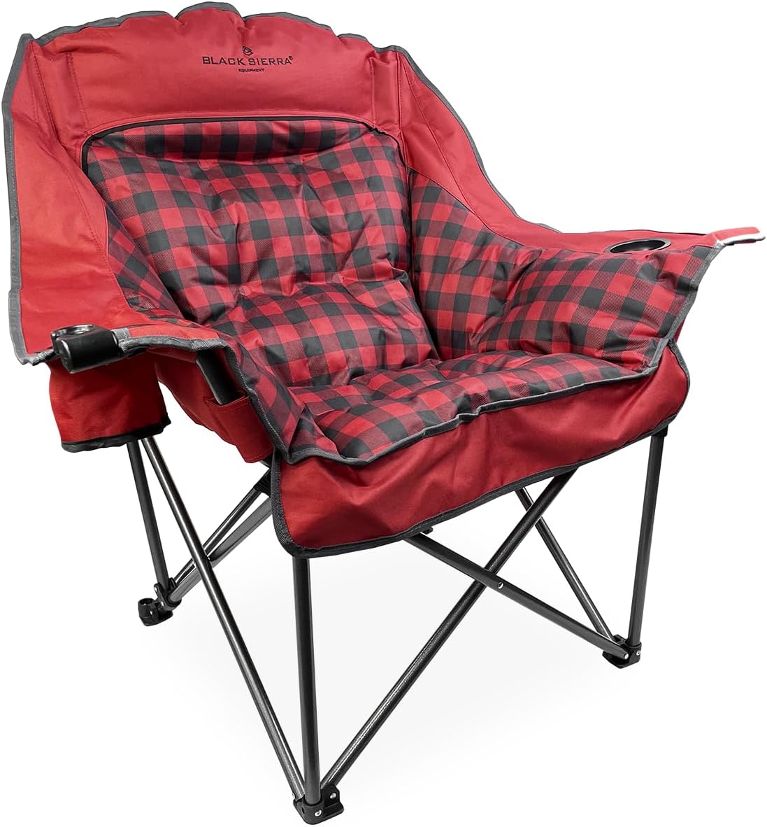 Amazon.com : Black Sierra Plush XL Camping Chair for Adults, Oversized Outdoor Folding Chair ...