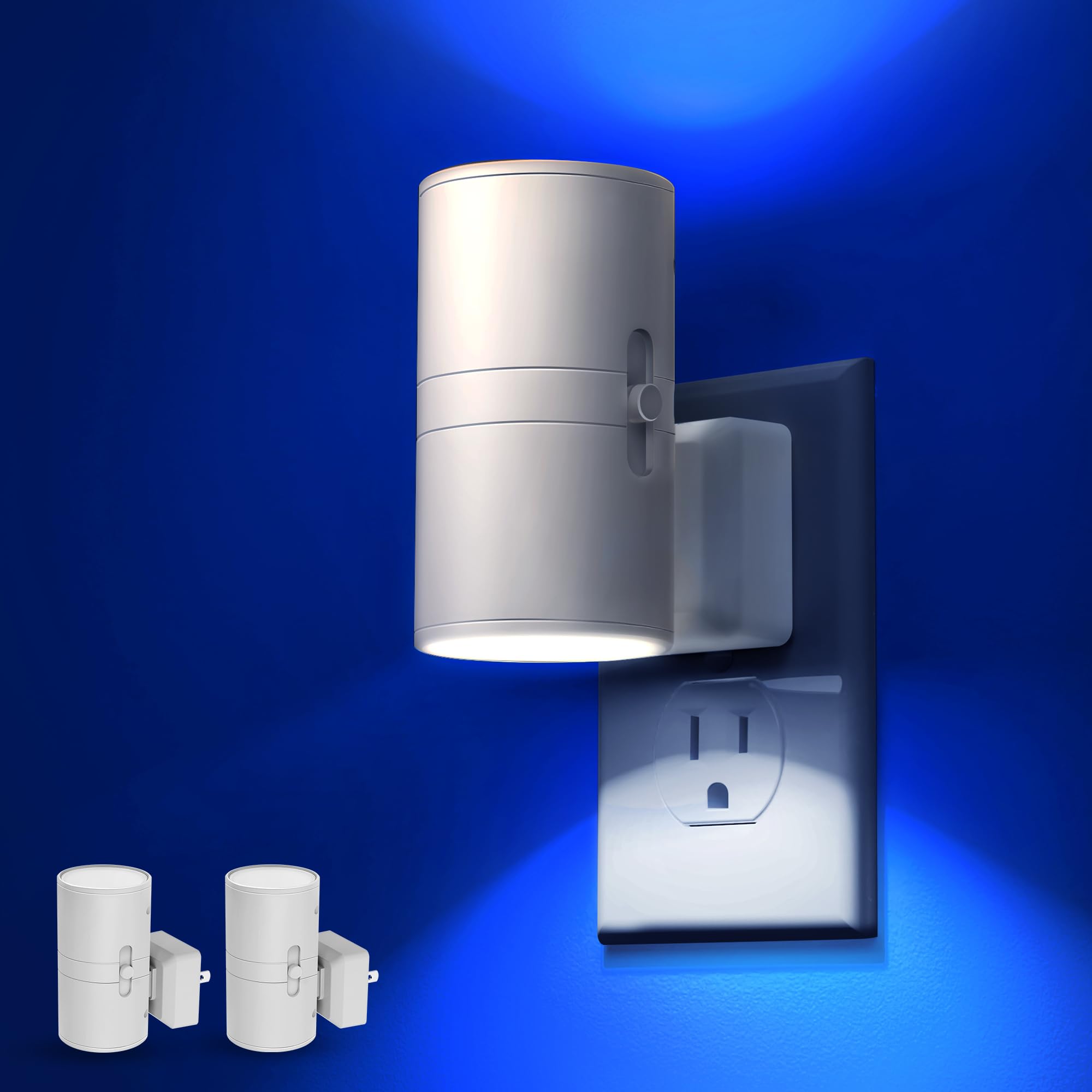 L LOHAS LED Night Light, 2 Pack Bluey Night Light, Plug into Wall, Dimmable, Sensor, Calm Blue Light for Bedroom, Bathroom, Hallway