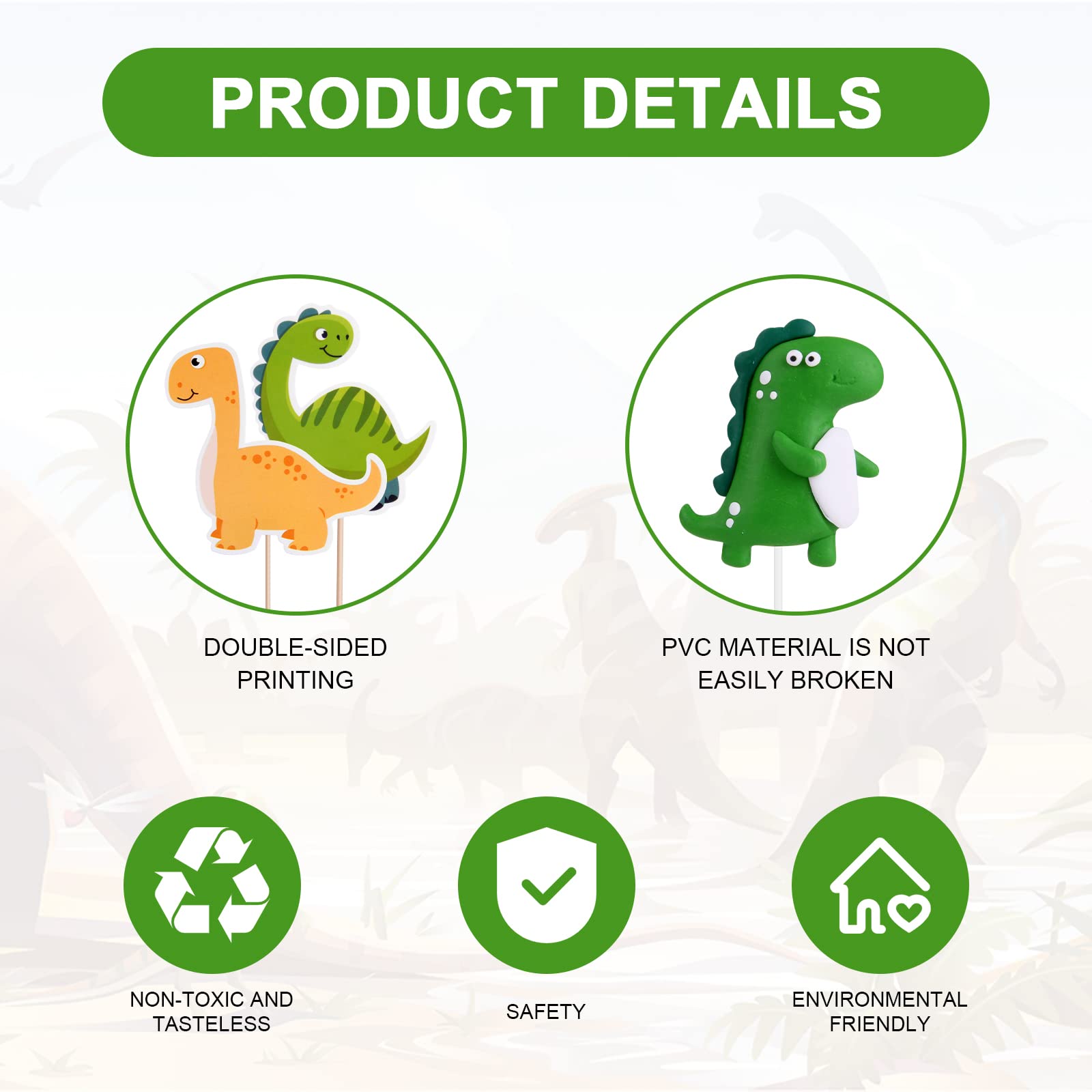 OSDUE 21 STKS Dinosaurus Cake Toppers, Thema Party Decoraties, Figuren Happy Birthday Banner Cake Decors, voor Kinderen Jongen Meisje, Verjaardag Douche Feest