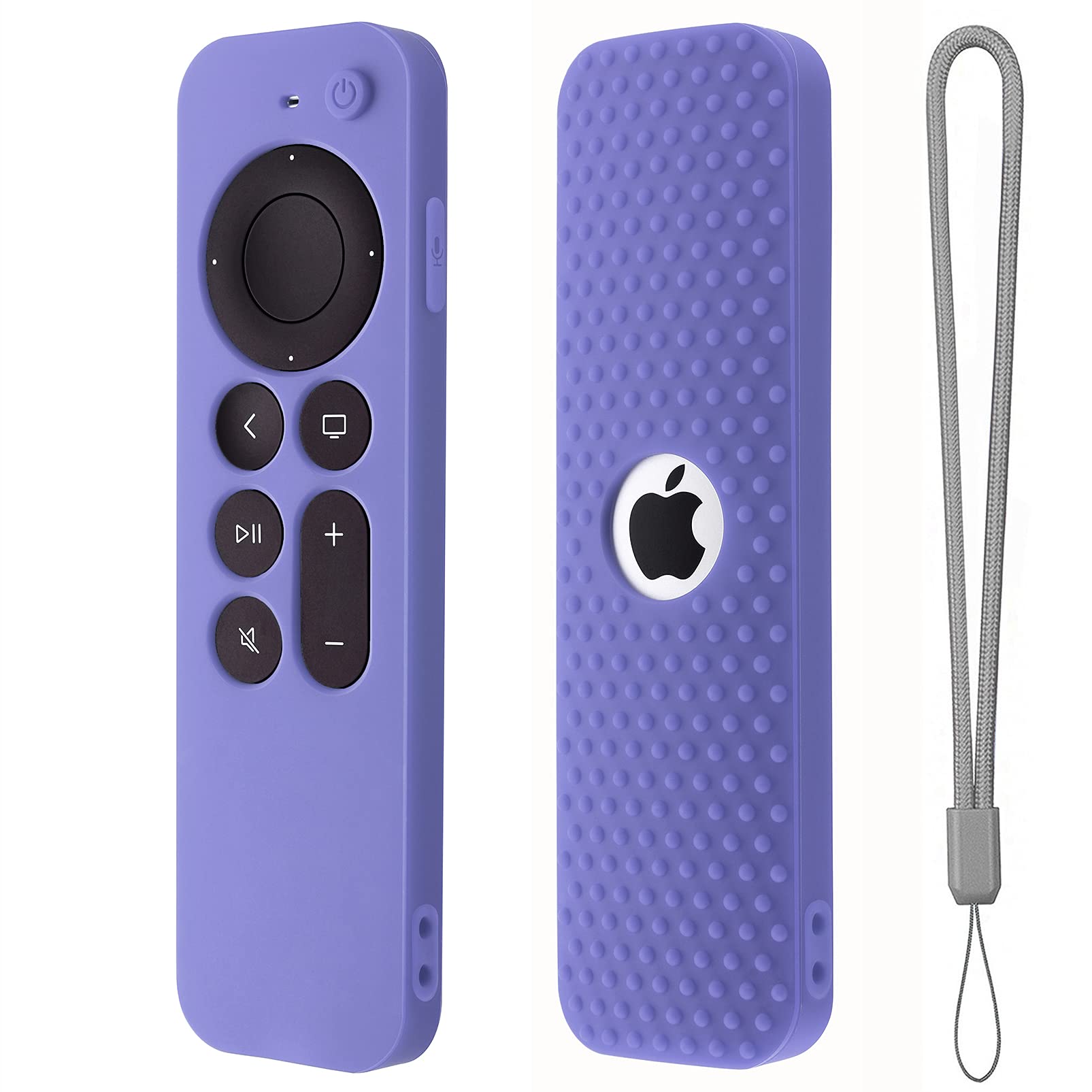 Hi Color Silicone Cover Compatible with Apple TV Siri Remote 3rd 2023 Shockproof Protective Case for Apple TV 4K 2nd 2021 Remote Sleeve with Lanyard (Lavender Gray)