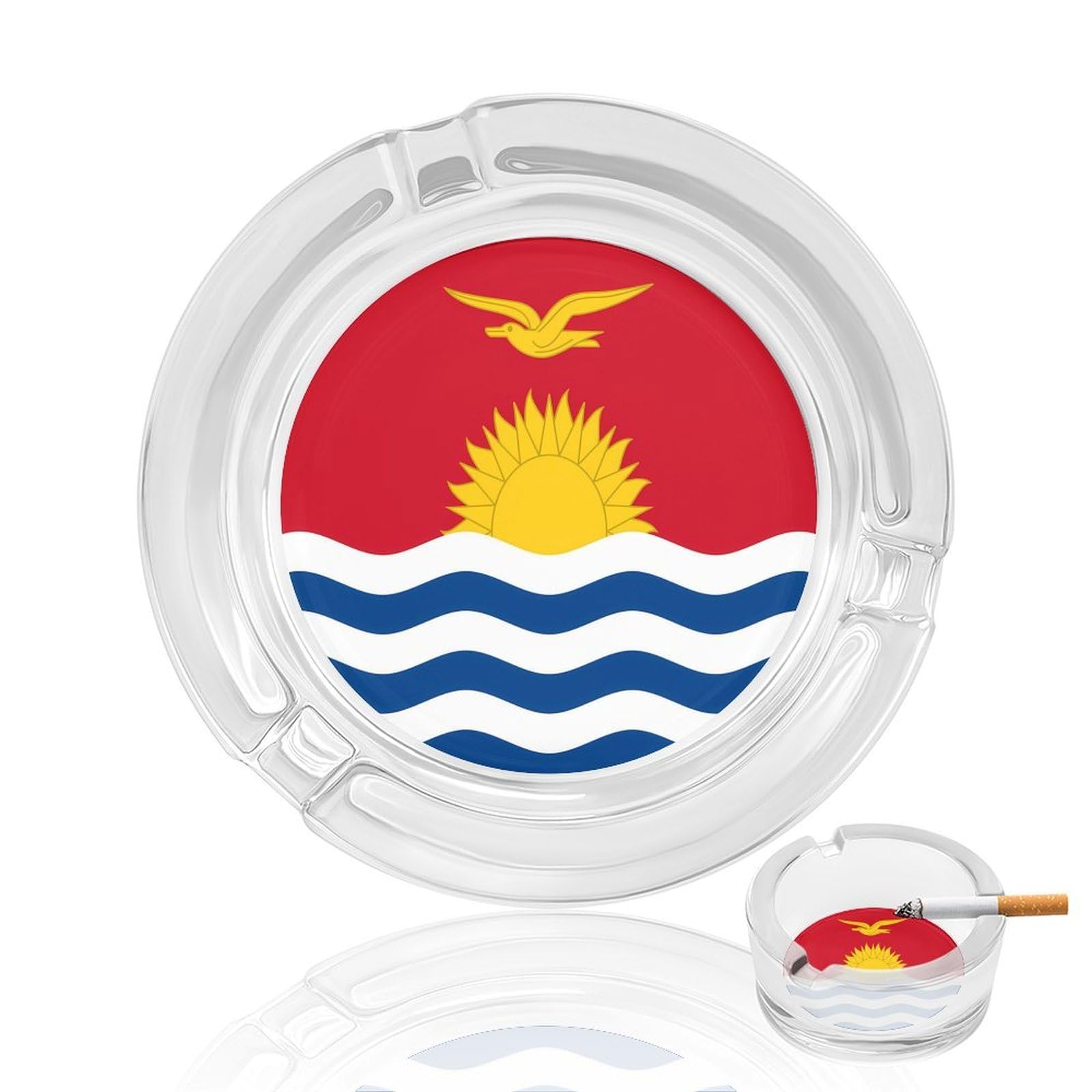 Nclqvjxzkhw Style Kiribati Flag Glass Ashtray Round Ash Tray Smoking Trays For Home Garden Outdoor