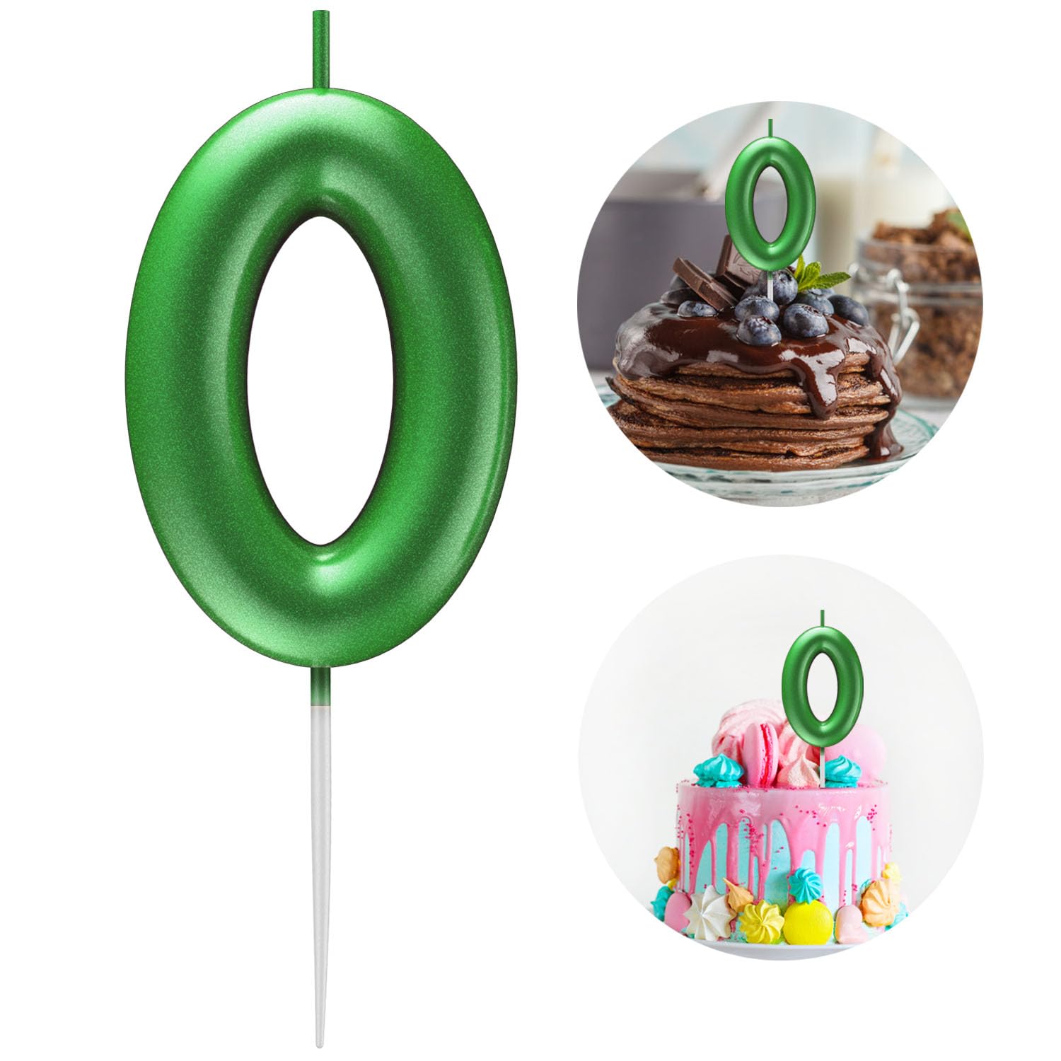 Green Number 0 Candle Happy Birthday 3D Number Candles for Birthday Cake Party Decoration Wedding Anniversary Celebration Supplies