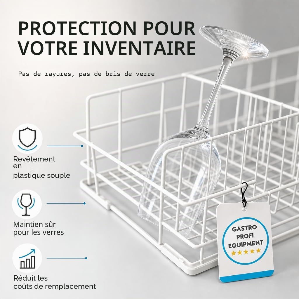 Panier de lavage pour verres, paniers en treillis métallique 400x400 mm – 4 rangées | Fabriqué en UE | restauration panier à verres | dimensions et nombre de rangées au choix