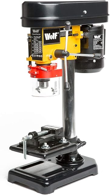 Wolf Pillar Drill 5 Speed 13mm Chuck 350w Motor 2620rpm Bench Top Mounted Press with Steel Vice - 2 Years Warranty