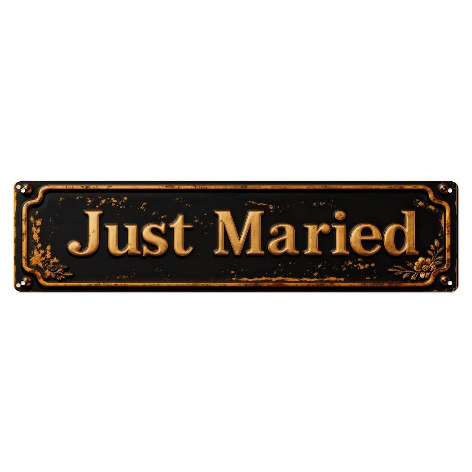 Just Married Vintage Gold Sign Metal Tin Sign Plaque