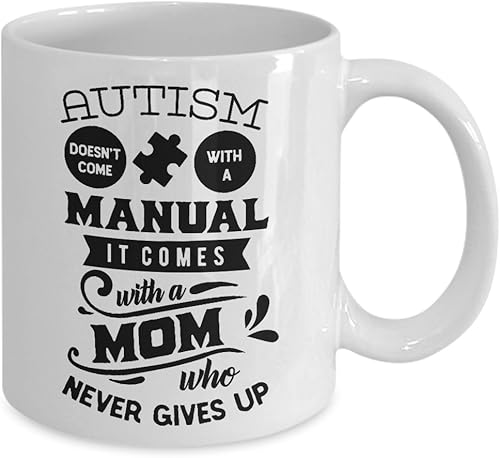 Miniatura 2 de Autismo Mom Taza, ASD, cinta autista, productos de sensibilidad, 11 o 15 oz. Regalo de conciencia de autismo para familias, día de la madre,