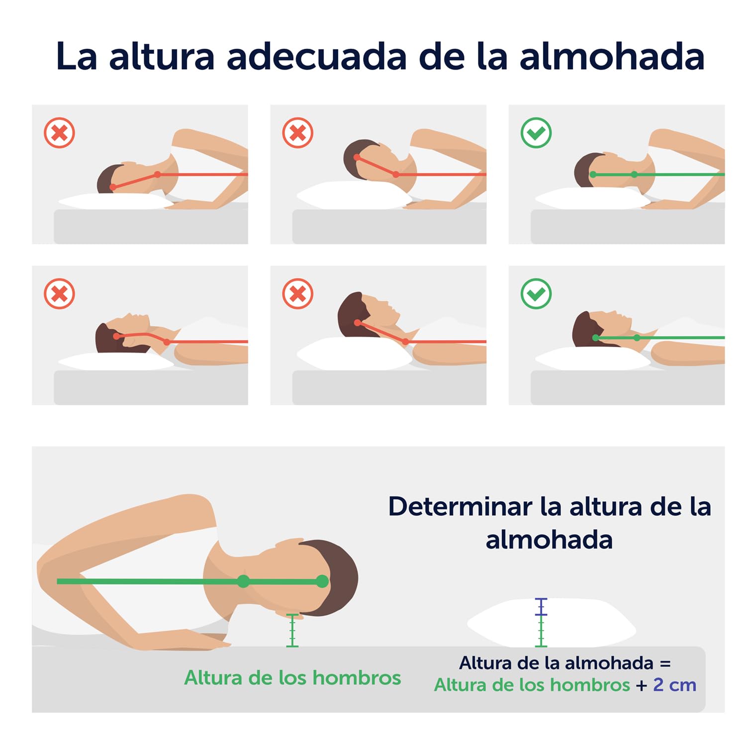Blumtal Almohada Cervical de Espuma viscoelástica – Almohada ortopédica con Funda Lavable, cojín para Dormir de Lado Regulable en Altura sin tumbonas Planas para Dormir de Lado, Espalda y Vientre