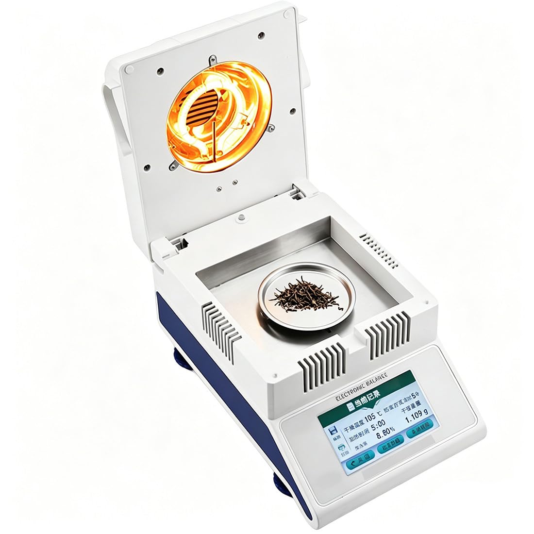 Analizador de humedad halógeno digital con legibilidad de 1 mg, probador de humedad de laboratorio de precisión del 0,02 % para agricultura, medicina, plástico, 50 g