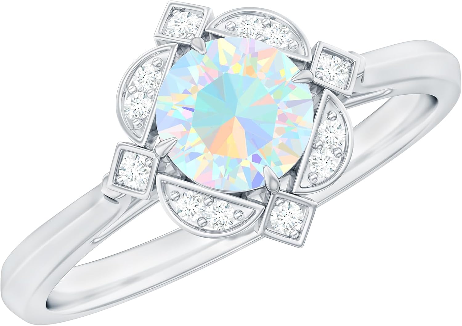 Natural Ethiopian Opal Vintage Engagement Ring for Women, Aaa Quality, Certified Opal Diamond Ring - Ready to Gift