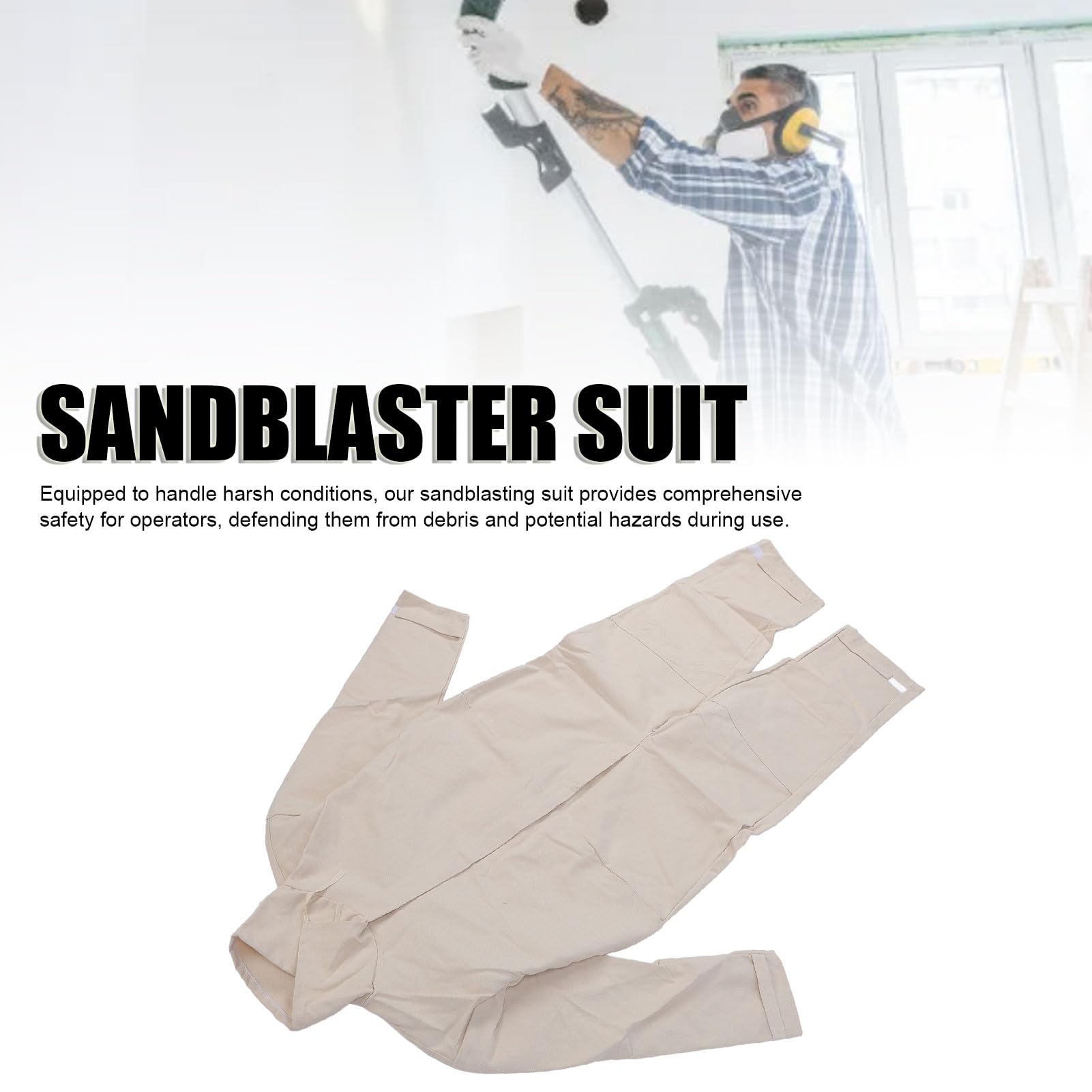 Yunseity Combinaison de Sablage, équipement de Sablage Robuste en Toile et Cuir pour les Tâches Industrielles de Peinture, de Découpe et de Polissage avec des Attributs de sécurité Complets
