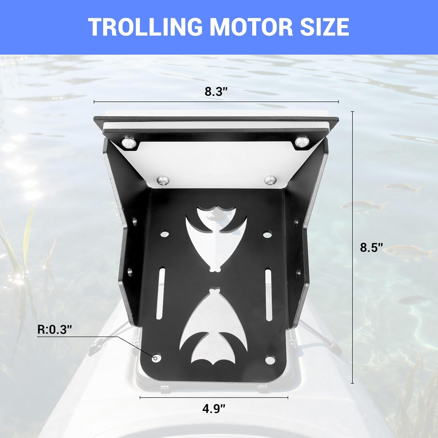 Transom Trolling Motor Mount for Kayak, Heavy-Duty Bracket Kit for Canoe & Small Boat, Works with Most Clamp-On Electric Trolling Motors, Freshwater & Saltwater Ready Kayak Motor Mount