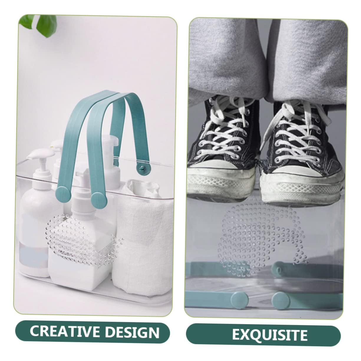 TOPBATHY Cesta de Ducha de Plástico Reutilizable y Portátil para Baño con Gran Capacidad, Organizador Transparente Adecuado para Gel de Ducha y Juguetes Hogar