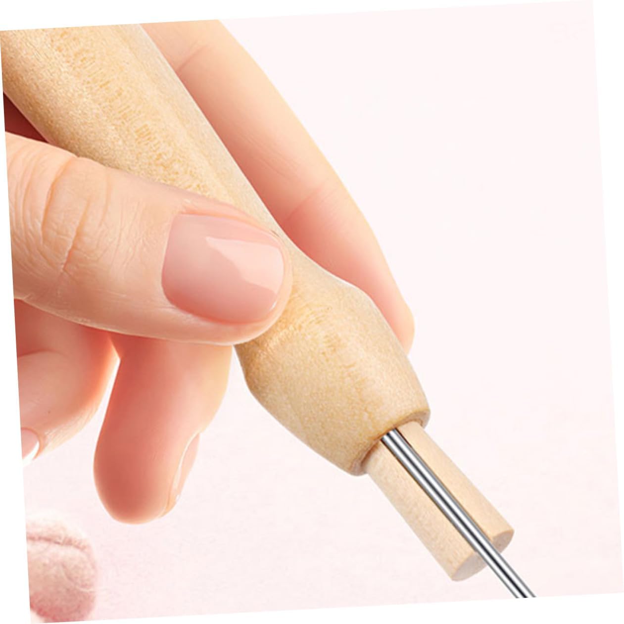 OFFIGAM 6pcs Ergonomic Wooden Needle Felting Tool Handles for Crafting and Art Projects Multi-Function Replacement for Needle Felting Supplies