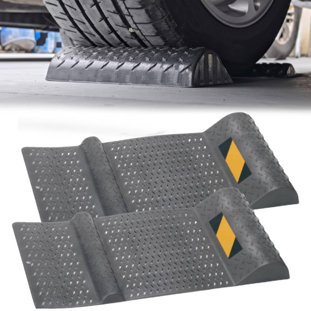 パーキングマット 置くだけ ズレない (2個セット) 幅52×奥行25×高さ5cm 超強力テープ 車止め タイヤストッパー カーストッパー 駐車 タイヤ止め 車止め iimono117